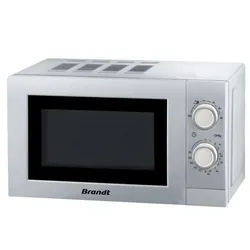 Brandt SM2016S - Micro-ondes solo pose libre, 20 L, 700 W, minuterie 30 min, plateau 24,5 cm, silver
