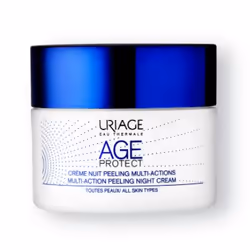 La crème Age Protect Multi-Action Peeling Night Cream d’Uriage permet d’atténuer les rides, d’éliminer les nuances de teint e ...