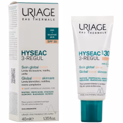 Uriage Hyséac 3-Regul Soin Global Teinté SPF 30 est un soin global à la texture crème légère et fondante pour les peaux grass ...
