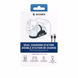 Bigben Interactive PS5DUALCHARGERV3, PlayStation 5, Socle de chargement, Noir, Blanc, USB, Avec fil, 0,8 m