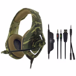 Spirit of Gamer ELITE-H50, Avec fil, Jouer, 20 - 20000 Hz, 300 g, Casque, Camouflage