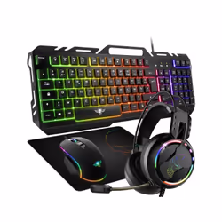 Spirit of Gamer PRO MKH5, USB, Clavier à membrane, AZERTY, LED RGB, Noir, Souris incluse