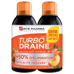 Turbo Draine Minceur 2x500ml Thé Vert/Pêche - Perte de Poids Rapide