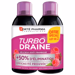 Forté Pharma TurboDraine Minceur Lot de 2 x 500 ml - Goût : Framboise est une délicieuse boisson minceur drainante à boire to ...