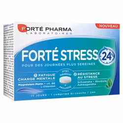 Forté Pharma Forté Stress 24H 15 Comprimés est un complément alimentaire sous forme de comprimé bi-couches.