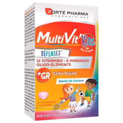 Forté Pharma MultiVit'Kids Défenses 30 Comprimés à Croquer est un complément alimentaire spécialement formulé pour recharger ...