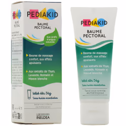 Le baume pectoral Bébé Pediakid a été formulé sous contrôle dermatologique, sans terpènes, sans alcool et sans huiles essenti ...