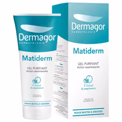 Dermagor Matiderm Gel Purifiant 200 ml est un gel à l'action assainissante dédié aux peaux mixtes et grasses. Il assainit l'é ...