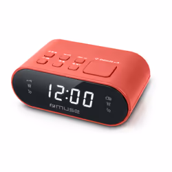 Muse M-10 RED, Réveil numérique, Ovale, Rouge, 87,5 - 108 MHz, Radio/Vibreur, Boutons