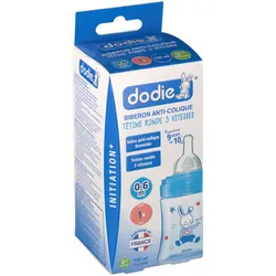 Dodie Biberon Initiation Bleu 150ml - tétine silicone