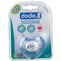 Dodie Sucette Physiologique Silicone 18 Mois et + N°P61 - Modèle : Happy