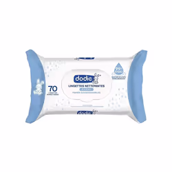 Dodie Lingettes Nettoyantes à l'Eau 70 Lingettes sont des lingettes idéales pour nettoyer le siège, le visage et les mains de ...