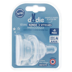 Dodie Tétines Rondes 3 Vitesses Anti-Colique Liquide Épais +6mois 2 pièces