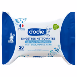 Dodie Lingettes Nettoyantes Dermo-Apaisantes 20 Lingettes sont des lingettes nettoyantes 3 en 1 et dermo-apaisantes pour l'hy ...