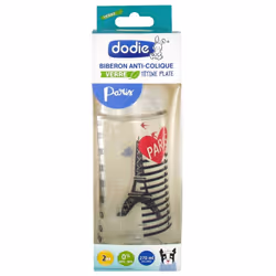 Dodie Biberon Verre Sensation+ 270 ml Débit 2 0-6 Mois - Modèle : Paris est un biberon qui possède une tétine plate anti-coli ...