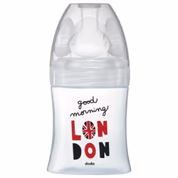 Dodie Biberon Verre Sensation+ 150 ml Débit 1 0-6 Mois - Modèle : London est un biberon qui possède une tétine plate anti-col ...