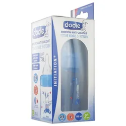 Dodie Biberon Initiation+ 150 ml Débit 1 0-6 Mois - Couleur : Bleu