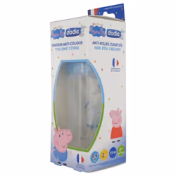 Dodie Peppa Pig Biberon Initiation+ 270 ml Débit 2 0-6 Mois est un biberon avec un système de double valve anti-colique breve ...