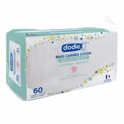 DODIEMaxi carrés coton 100 coton bio Ultra doux RésistantsDès la naissance 60 carrés coton grand formatMaxi Carrés Coton BIO  ...