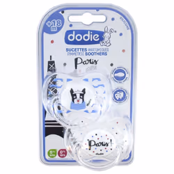 Dodie 2 Sucettes Anatomiques Silicone Motif Ville 18 Mois et + sont des sucettes à la forme anatomique développées avec des e ...