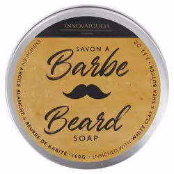 Innovatouch Savon à Barbe 100 g est un savon pour l'entretien de la barbe, enrichi en argile blanche et en beurre de karité.
