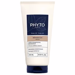 Phyto Réparation Après-Shampoing Réparateur 175 ml est un soin démêlant et réparateur pour cheveux abîmés et cassants. Il ren ...