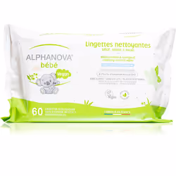 Les lingettes nettoyantes Alphanova Baby soignent la peau de l’enfant de façon simple, rapide et fiable.