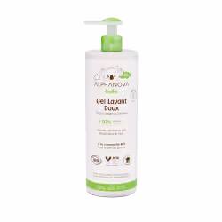 Découvrez le délicat gel lavant ALPHANOVA bébé® BIO pour la toilette quotidienne du corps et des cheveux des bébés. Grâce à s ...