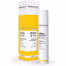 Protection solaire anti-âge Sun Ceutic 50+ des Laboratoires Dermaceutic, protège la peau grâce aux puissants filtres UVA/UVB  ...