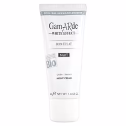 Gamarde White Effect Soin Eclat Nuit Bio 40 g est un soin qui uniformise le teint et nourrit les peaux ternes. Son complexe G ...