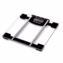 Techwood TPP-916, Pèse-personne électronique, 150 kg, 100 g, Noir, Transparent, Carré, Verre