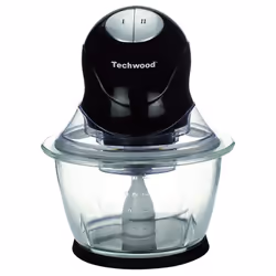 Mini Hachoir TECHWOOD - Puissance: 300 W - Capacité du bol: 1 Litre - Réglages de la vitesse: 2 - Récipient transparent en ve ...