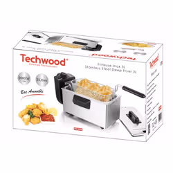 Techwood TFR-300A friteuse Unique 3 L 2000 W Noir, Acier inoxydable