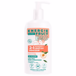 Energie Fruit 2en1 Masque Démêlant Douceur à la Pêche Blanche et Eau de Riz Bio 300 ml est un soin capillaire 2 en 1 destiné  ...