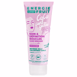 Energie Fruit Gelée Soin et Définition Boucles 200 ml est un soin pour cheveux ondulés à bouclés à l'huile de coco bio sans r ...