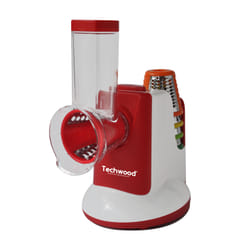 Techwood TRO-7765 Râpe électrique et spiraliseur Plastique, Acier inoxydable Rouge, Blanc