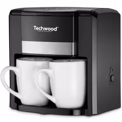 Cafetière Techwood- 2 tasses en céramique- Puissance : 420-500W - Capacité du Réservoir : 0,6L-  Porte-filtre-  Filtre perman ...