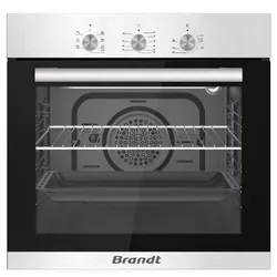 Brandt BOE6707TX - Four encastrable électrique multifonction, 60 L, classe A, 7 programmes, 4 gradins, minuterie mécanique, Inox