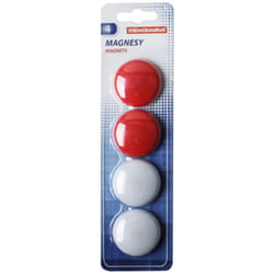 4 Aimants MEMOBOARDS Pour Tableau 40 mm - Blanc & Rouge