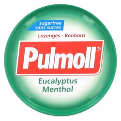 Pulmoll Bonbons Eucalyptus Menthol Sans Sucres 45 g sont des pastilles sans sucres avec édulcorants à l'arôme naturel d'eucal ...