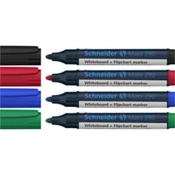 Schneider Schreibgeräte Maxx 290 marqueur 4 pièce(s) Pointe ogive Noir, Bleu, Vert, Rouge
