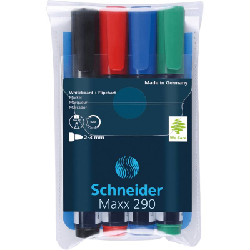 Schneider Schreibgeräte Maxx 290 marqueur 4 pièce(s) Pointe ogive Noir, Bleu, Vert, Rouge