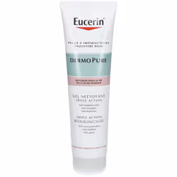 Eucerin DermoPure gel nettoyant testé cliniquement avec 2 % d’acide salicylique pour réduire les imperfections, les marques p ...