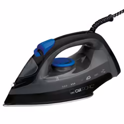 Clatronic DB 3703, Fer à repasser à sec ou à vapeur, Semelle en acier inoxydable, Noir, Gris, 0,15 L, 1800 W, 220 - 240 V