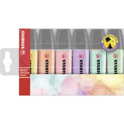 STABILO Boss Original Pastel marqueur 6 pièce(s) Pointe biseautée Lilas, Menthe, Pêche, Rose, Turquoise, Jaune