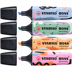 STABILO BOSS ORIGINAL marqueur 4 pièce(s) Pointe biseautée Bleu, Fuchsia, Menthe, Orange - Vue supplémentaire 2