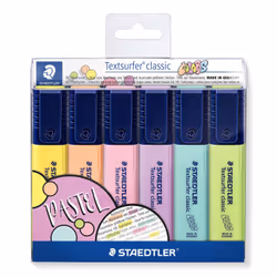 Staedtler 364 C, 6 pièce(s), Citron vert, Menthe, Pêche, Rose, Violet, Jaune, Pointe biseautée, Polypropylène (PP), 1 mm, 5 m ...