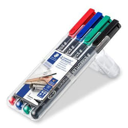 Staedtler Lumocolor 313 WP4 marqueur indélébile Noir, Bleu, Vert, Rouge 4 pièce(s)