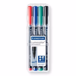 Staedtler Lumocolor 317 WP4 marqueur indélébile Noir, Bleu, Vert, Rouge 4 pièce(s)