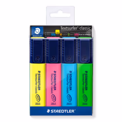 Staedtler Textsurfer classic 364, 4 pièce(s), Bleu, Vert, Rose, Jaune, Pointe biseautée, Vert, Bleu, Jaune, Rose, Polypropylè ...